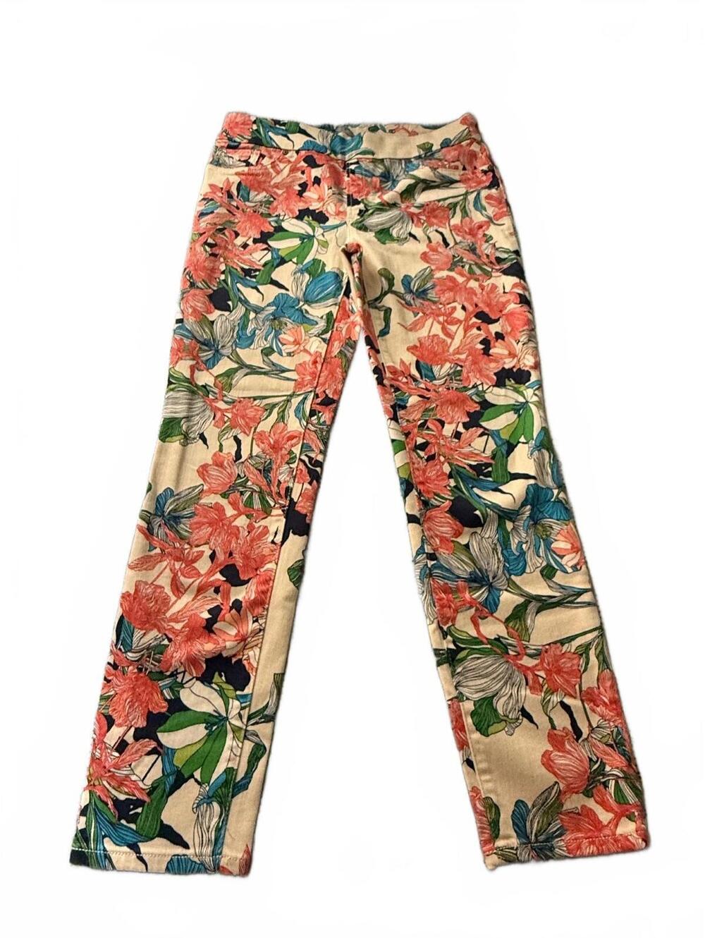 Chico's Floral Pull On Jegging Ankle Pants Women's Size 2 Stretch 2